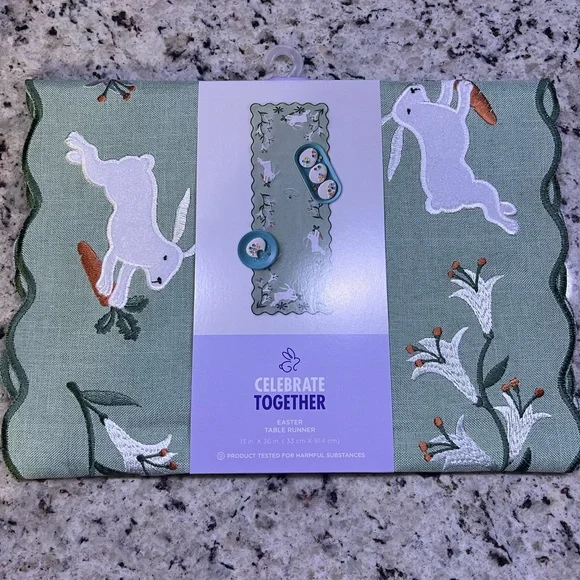 Green Rabbit Pattern Table Runner - Picture 4 of 5